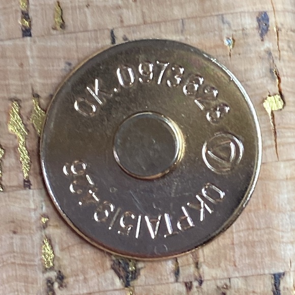 Alessia Bianchi Gold Cork Clutch Purse With Bamboo Handle - Picture 8 of 8